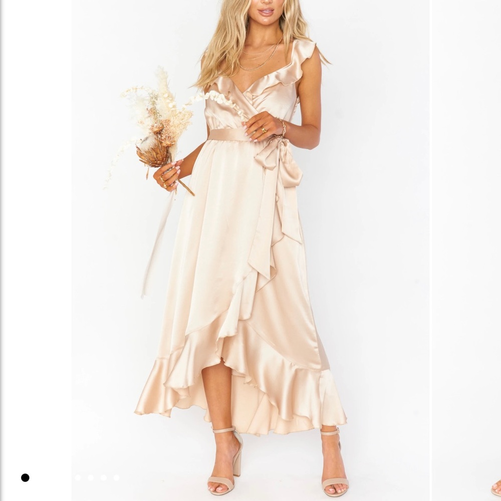 show me your mumu samantha wrap ruffle dress